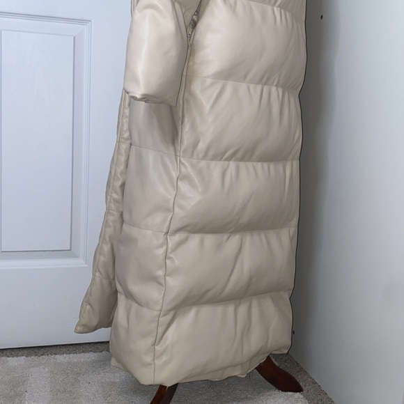 SOMETHING NAVY Faux Leather White Puffer Winter Coat Button Up Jacket-flawed - Picture 10 of 15